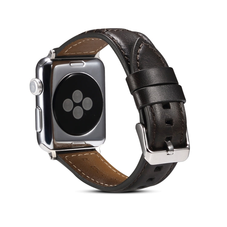 Bracelet de montre en cuir véritable ciré à l'huile, For Apple Watch Ultra 49mm / Series 8&7 45mm / SE 2&6&SE&5&4 44mm / 3&2&1 42mm, For Apple Watch Series 8&7 41mm / SE 2&6&SE&5&4 40mm / 3&2&1 38mm