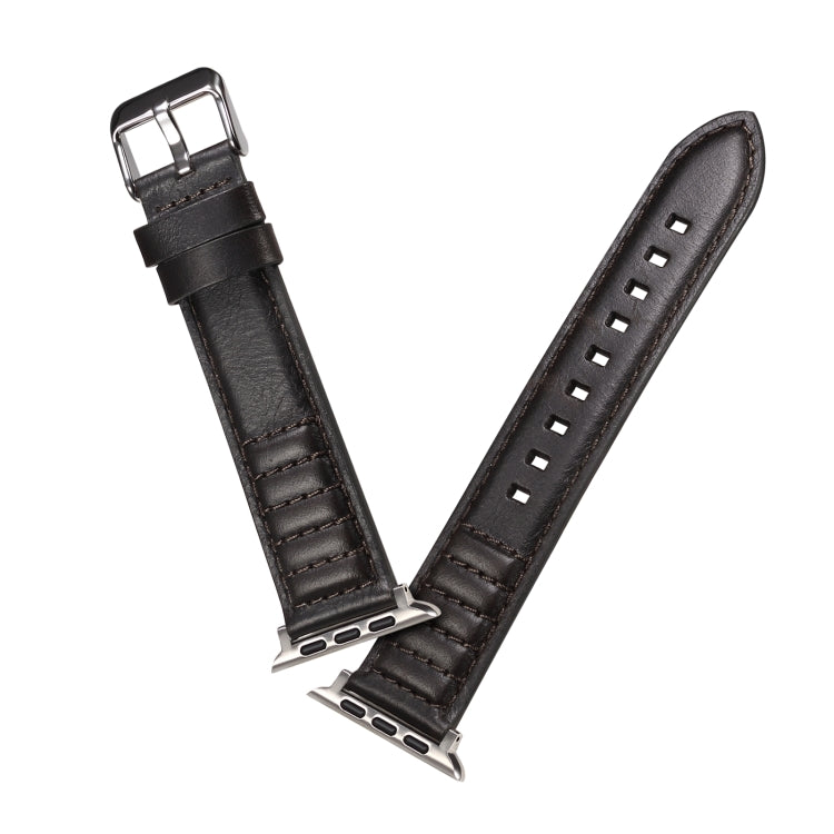 Bracelet de montre en cuir véritable ciré à l'huile, For Apple Watch Ultra 49mm / Series 8&7 45mm / SE 2&6&SE&5&4 44mm / 3&2&1 42mm, For Apple Watch Series 8&7 41mm / SE 2&6&SE&5&4 40mm / 3&2&1 38mm