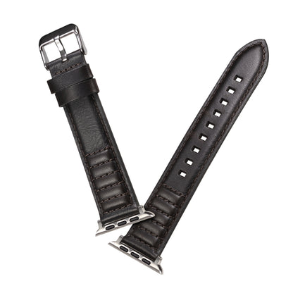 Bracelet de montre en cuir véritable ciré à l'huile, For Apple Watch Ultra 49mm / Series 8&7 45mm / SE 2&6&SE&5&4 44mm / 3&2&1 42mm, For Apple Watch Series 8&7 41mm / SE 2&6&SE&5&4 40mm / 3&2&1 38mm