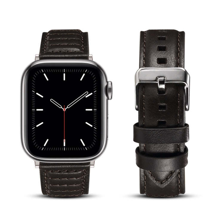 Bracelet de montre en cuir véritable ciré à l'huile, For Apple Watch Ultra 49mm / Series 8&7 45mm / SE 2&6&SE&5&4 44mm / 3&2&1 42mm, For Apple Watch Series 8&7 41mm / SE 2&6&SE&5&4 40mm / 3&2&1 38mm
