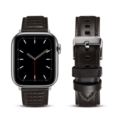 Bracelet de montre en cuir véritable ciré à l'huile, For Apple Watch Ultra 49mm / Series 8&7 45mm / SE 2&6&SE&5&4 44mm / 3&2&1 42mm, For Apple Watch Series 8&7 41mm / SE 2&6&SE&5&4 40mm / 3&2&1 38mm