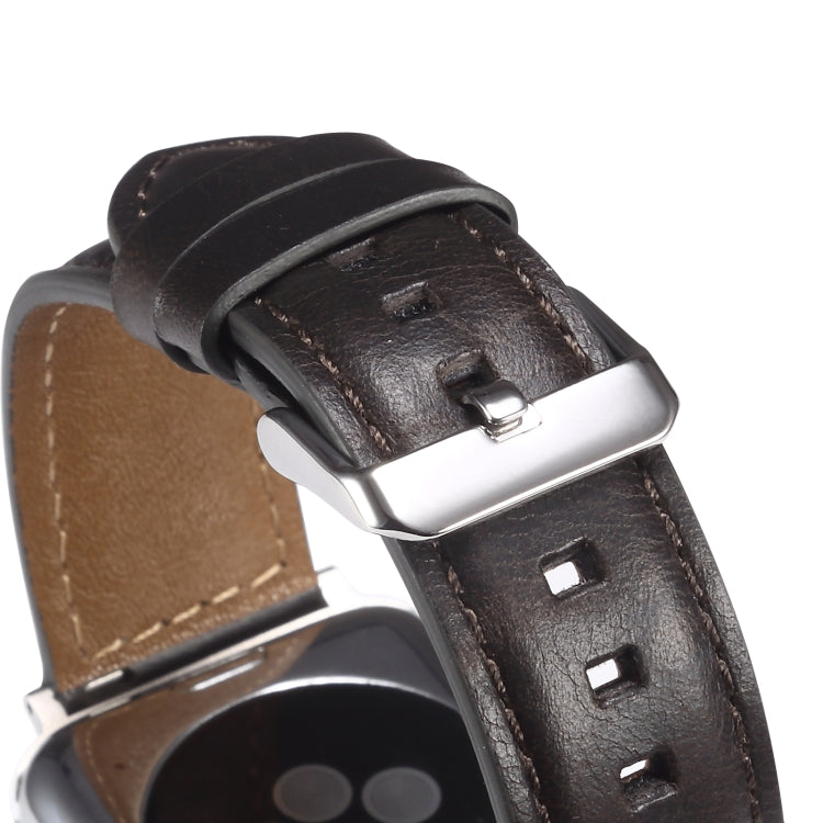 Bracelet de montre en cuir véritable ciré à l'huile, For Apple Watch Ultra 49mm / Series 8&7 45mm / SE 2&6&SE&5&4 44mm / 3&2&1 42mm, For Apple Watch Series 8&7 41mm / SE 2&6&SE&5&4 40mm / 3&2&1 38mm