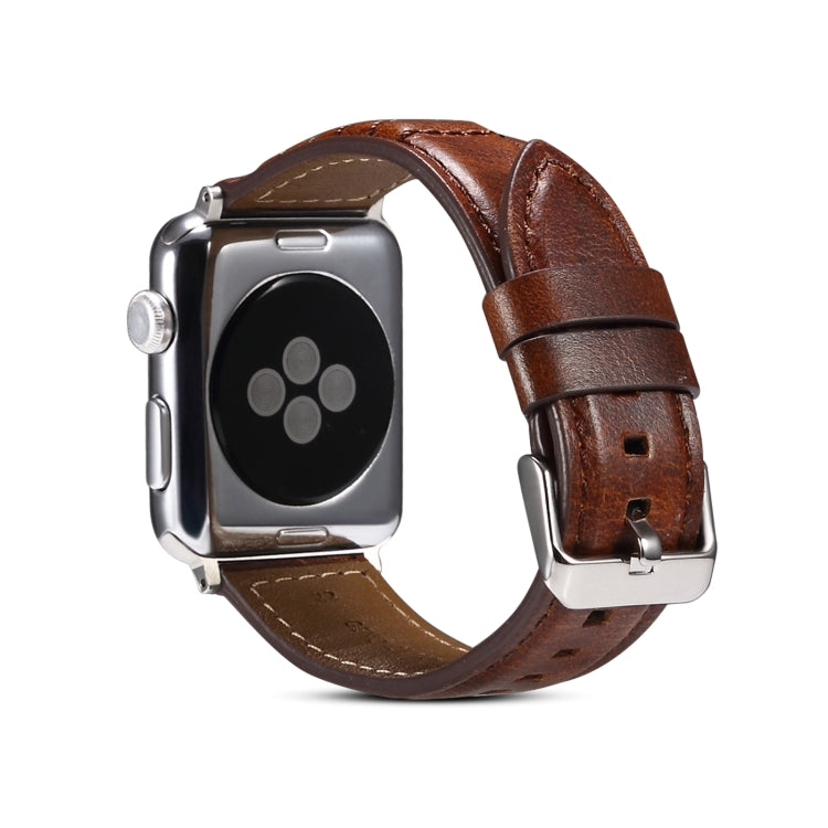 Bracelet de montre en cuir véritable ciré à l'huile, For Apple Watch Ultra 49mm / Series 8&7 45mm / SE 2&6&SE&5&4 44mm / 3&2&1 42mm, For Apple Watch Series 8&7 41mm / SE 2&6&SE&5&4 40mm / 3&2&1 38mm