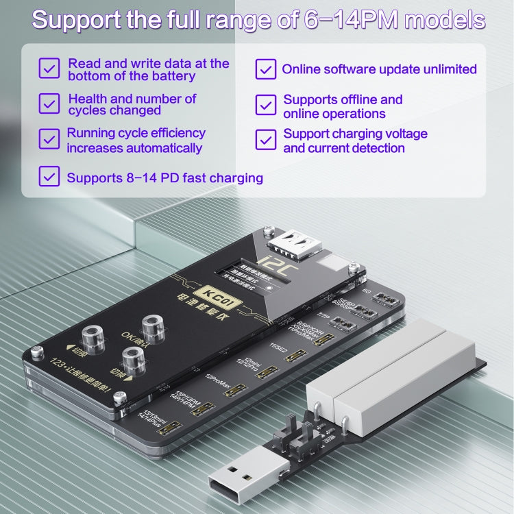 i2C KC01 Instrument de réparation de batterie complet multifonction pour iPhone 6-14 Pro Max