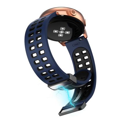 Bracelet de montre en silicone bicolore à boucle argentée pliante à trou double, 20mm, 22mm