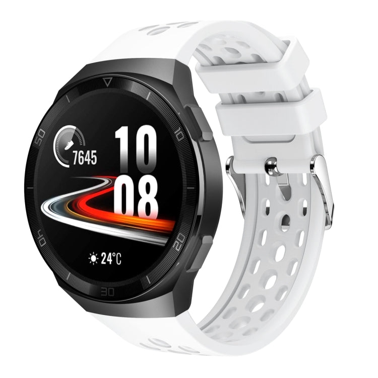 Bracelet de montre en silicone à trou rond de couleur unie, For Huawei Watch GT 2e