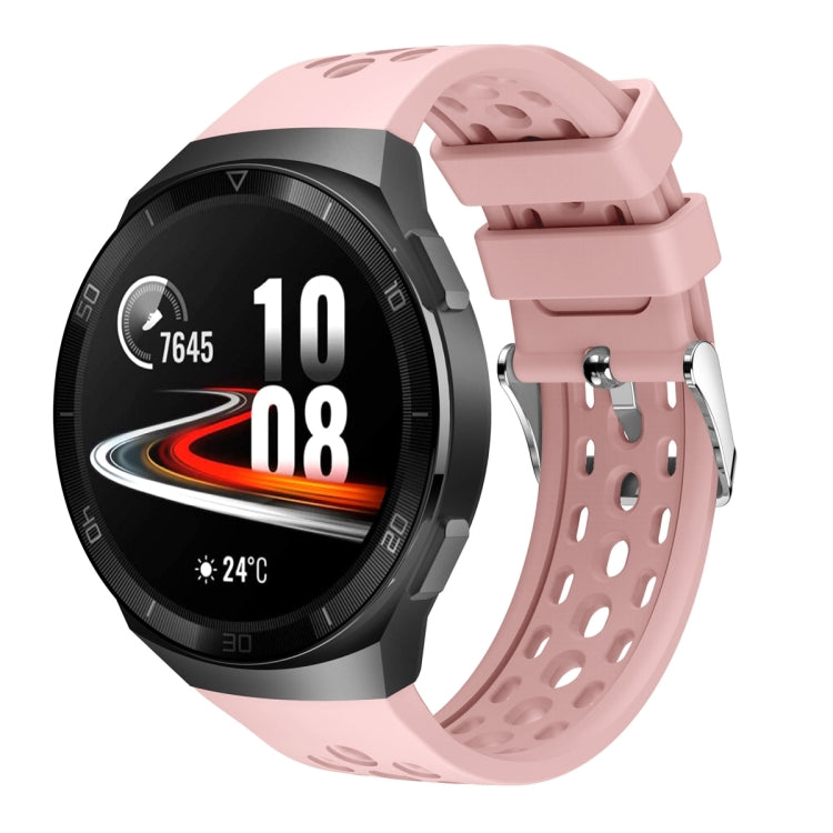 Bracelet de montre en silicone à trou rond de couleur unie, For Huawei Watch GT 2e