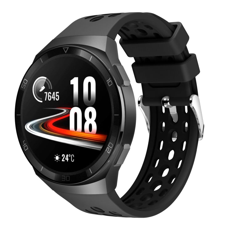 Bracelet de montre en silicone à trou rond de couleur unie, For Huawei Watch GT 2e