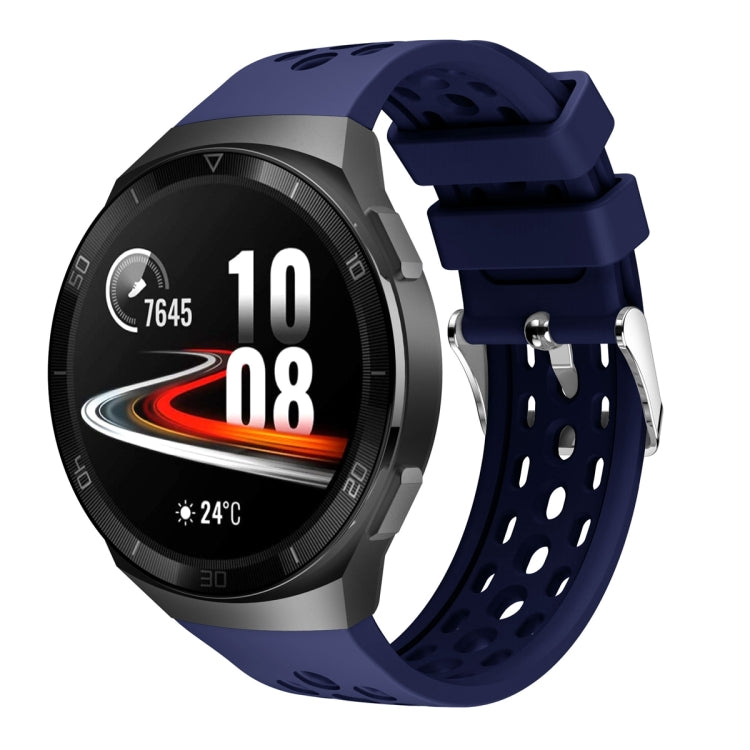 Bracelet de montre en silicone à trou rond de couleur unie, For Huawei Watch GT 2e