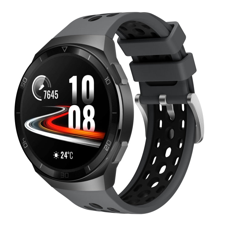 Bracelet de montre en silicone à trou rond bicolore, For Huawei Watch GT 2e