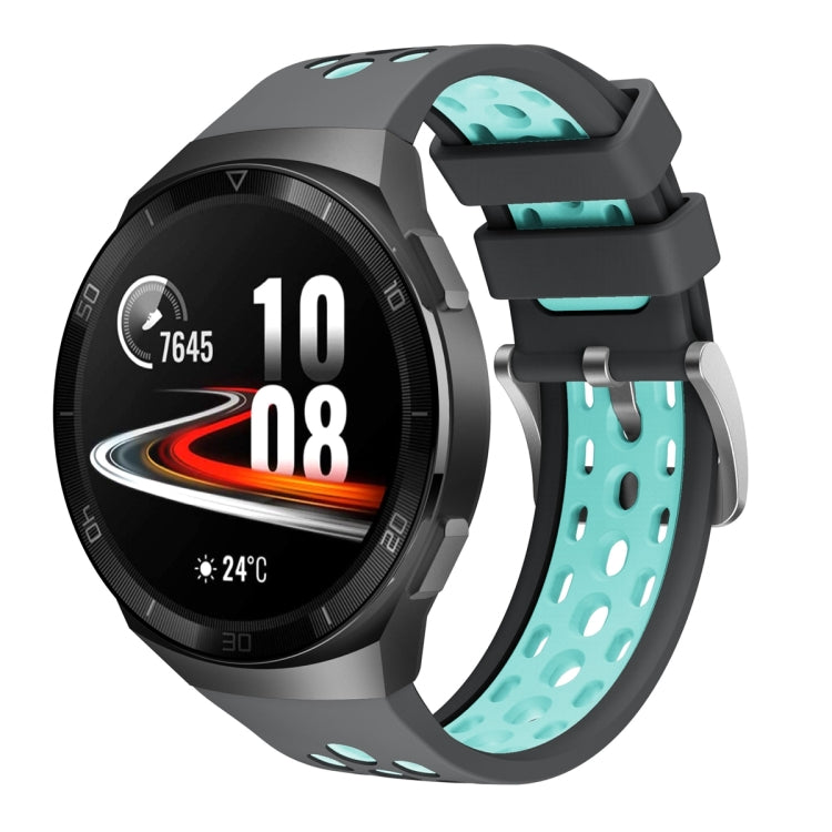 Bracelet de montre en silicone à trou rond bicolore, For Huawei Watch GT 2e