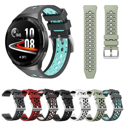 Bracelet de montre en silicone à trou rond bicolore, For Huawei Watch GT 2e