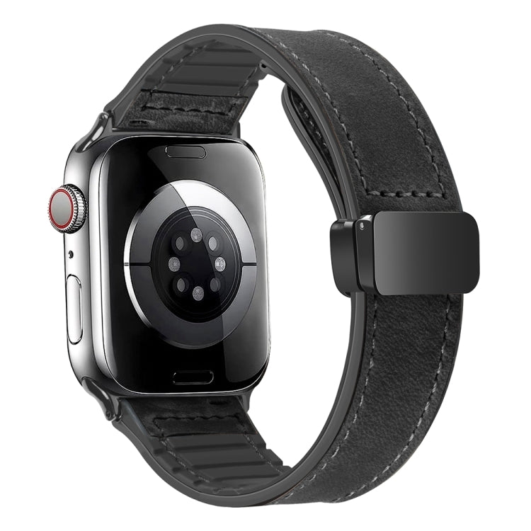 Bracelet de montre en cuir de silicone pliable magnétique, For Apple Watch Series 8&7 41mm