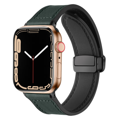 Bracelet de montre en cuir de silicone pliable magnétique, For Apple Watch Series 8&7 41mm