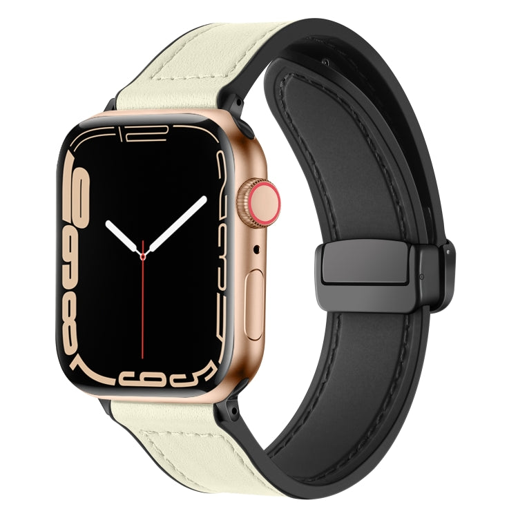 Bracelet de montre en cuir de silicone pliable magnétique, For Apple Watch Series 8&7 41mm
