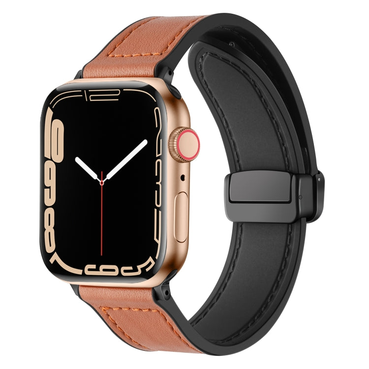 Bracelet de montre en cuir de silicone pliable magnétique, For Apple Watch Series 8&7 41mm