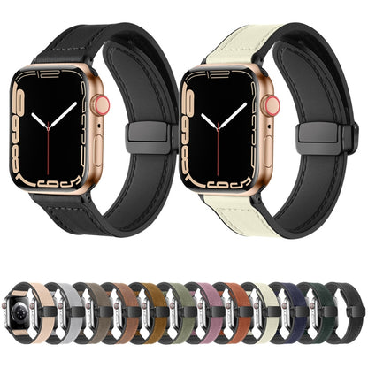 Bracelet de montre en cuir de silicone pliable magnétique, For Apple Watch Series 8&7 41mm