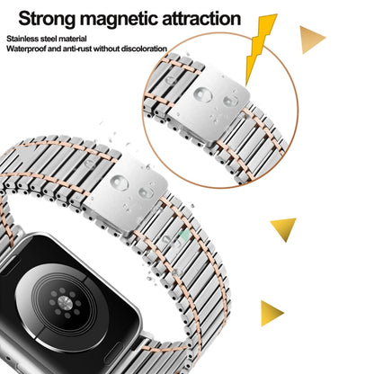 Bracelet de montre en acier inoxydable magnétique à chaîne, For Apple Watch Series 8&7 41mm / SE 2&6&SE&5&4 40mm / 3&2&1 38mm, For Apple Watch Ultra 49mm / Series 8&7 45mm / SE 2&6&SE&5&4 44mm / 3&2&1 42mm