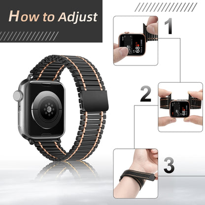 Bracelet de montre en acier inoxydable magnétique à chaîne, For Apple Watch Series 8&7 41mm / SE 2&6&SE&5&4 40mm / 3&2&1 38mm, For Apple Watch Ultra 49mm / Series 8&7 45mm / SE 2&6&SE&5&4 44mm / 3&2&1 42mm