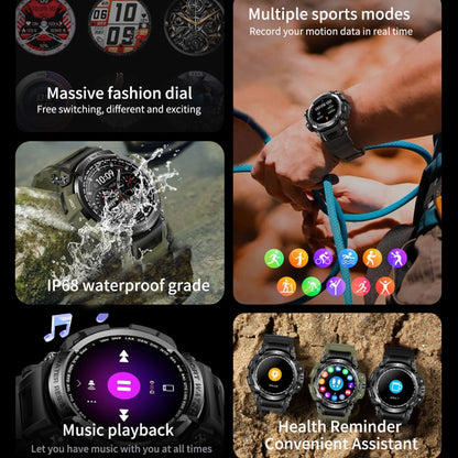 LC16 1,32 pouces IP68 Montre intelligente de sports de plein air étanche, Prise en charge des appels Bluetooth / Surveillance de la fréquence cardiaque