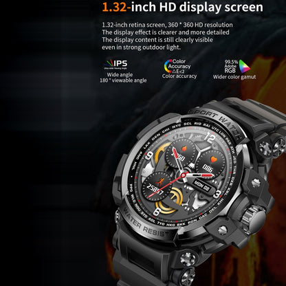 LC16 1,32 pouces IP68 Montre intelligente de sports de plein air étanche, Prise en charge des appels Bluetooth / Surveillance de la fréquence cardiaque