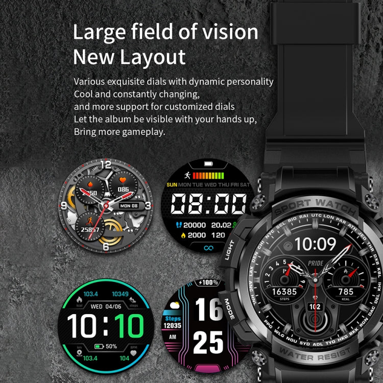 LC16 1,32 pouces IP68 Montre intelligente de sports de plein air étanche, Prise en charge des appels Bluetooth / Surveillance de la fréquence cardiaque