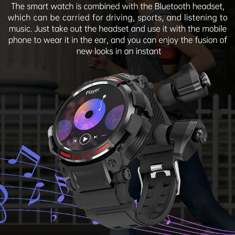 OVISEN GT100 1.39 pouces écran TFT 2 en 1 casque Bluetooth montre intelligente, prise en charge de la surveillance de l'oxygène sanguin/musique Bluetooth
