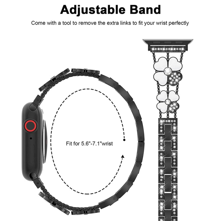 Bracelet de montre en métal et diamants pétales, For Apple Watch Ultra 49mm, For Apple Watch SE 2023 44mm, For Apple Watch 8 41mm, For Apple Watch 8 45mm, For Apple Watch 7 41mm, For Apple Watch 7 45mm, For Apple Watch SE 2022 40mm                     ...