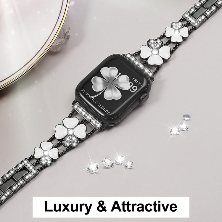Bracelet de montre en métal et diamants pétales, For Apple Watch Ultra 49mm, For Apple Watch SE 2023 44mm, For Apple Watch 8 41mm, For Apple Watch 8 45mm, For Apple Watch 7 41mm, For Apple Watch 7 45mm, For Apple Watch SE 2022 40mm                     ...