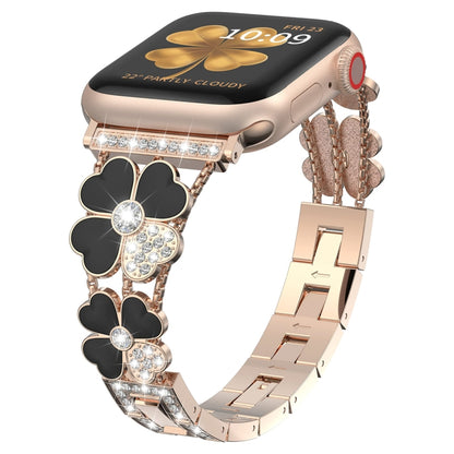 Bracelet de montre en métal et diamants pétales, For Apple Watch Ultra 49mm, For Apple Watch SE 2023 44mm, For Apple Watch 8 41mm, For Apple Watch 8 45mm, For Apple Watch 7 41mm, For Apple Watch 7 45mm, For Apple Watch SE 2022 40mm                     ...