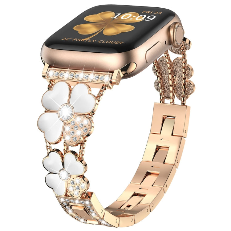 Bracelet de montre en métal et diamants pétales, For Apple Watch Ultra 49mm, For Apple Watch SE 2023 44mm, For Apple Watch 8 41mm, For Apple Watch 8 45mm, For Apple Watch 7 41mm, For Apple Watch 7 45mm, For Apple Watch SE 2022 40mm                     ...