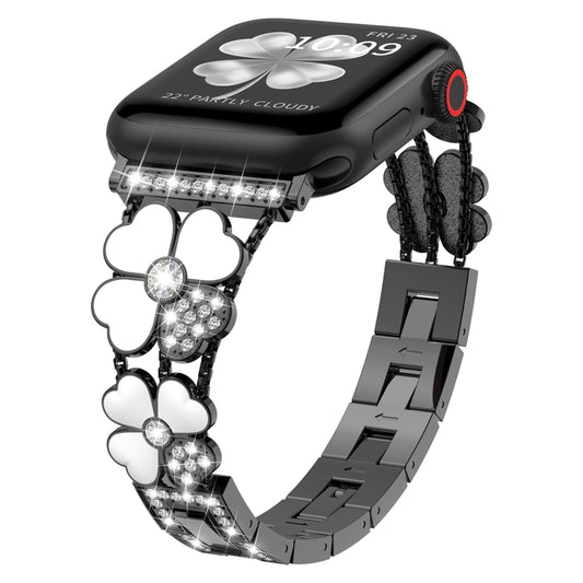 Bracelet de montre en métal et diamants pétales, For Apple Watch 6 44mm, For Apple Watch Ultra 2 49mm, For Apple Watch 5 40mm, For Apple Watch 5 44mm, For Apple Watch 4 40mm, For Apple Watch 4 44mm, For Apple Watch 3 38mm, For Apple Watch 9 45mm