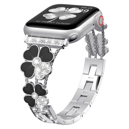 Bracelet de montre en métal et diamants pétales, For Apple Watch 6 44mm, For Apple Watch Ultra 2 49mm, For Apple Watch 5 40mm, For Apple Watch 5 44mm, For Apple Watch 4 40mm, For Apple Watch 4 44mm, For Apple Watch 3 38mm, For Apple Watch 9 45mm       ...