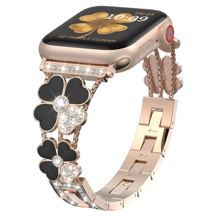 Bracelet de montre en métal et diamants pétales, For Apple Watch 6 44mm, For Apple Watch Ultra 2 49mm, For Apple Watch 5 40mm, For Apple Watch 5 44mm, For Apple Watch 4 40mm, For Apple Watch 4 44mm, For Apple Watch 3 38mm, For Apple Watch 9 45mm       ...