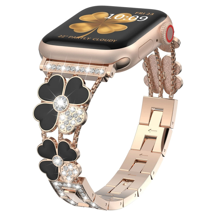 Bracelet de montre en métal et diamants pétales, For Apple Watch 6 44mm, For Apple Watch Ultra 2 49mm, For Apple Watch 5 40mm, For Apple Watch 5 44mm, For Apple Watch 4 40mm, For Apple Watch 4 44mm, For Apple Watch 3 38mm, For Apple Watch 9 45mm       ...