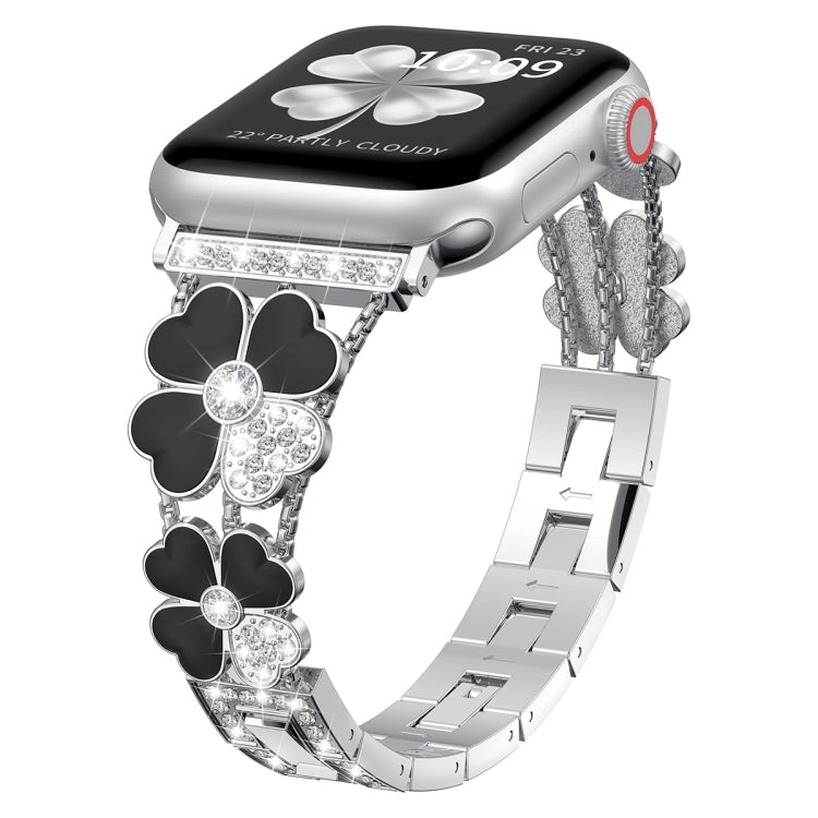 Bracelet de montre en métal et diamants pétales, For Apple Watch Ultra 49mm, For Apple Watch SE 2023 44mm, For Apple Watch 8 41mm, For Apple Watch 8 45mm, For Apple Watch 7 41mm, For Apple Watch 7 45mm, For Apple Watch SE 2022 40mm                     ...