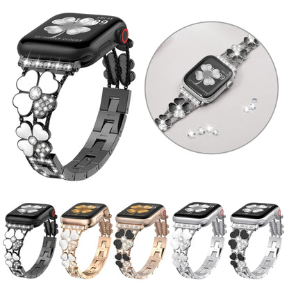 Bracelet de montre en métal et diamants pétales, For Apple Watch 6 44mm, For Apple Watch Ultra 2 49mm, For Apple Watch 5 40mm, For Apple Watch 5 44mm, For Apple Watch 4 40mm, For Apple Watch 4 44mm, For Apple Watch 3 38mm, For Apple Watch 9 45mm       ...
