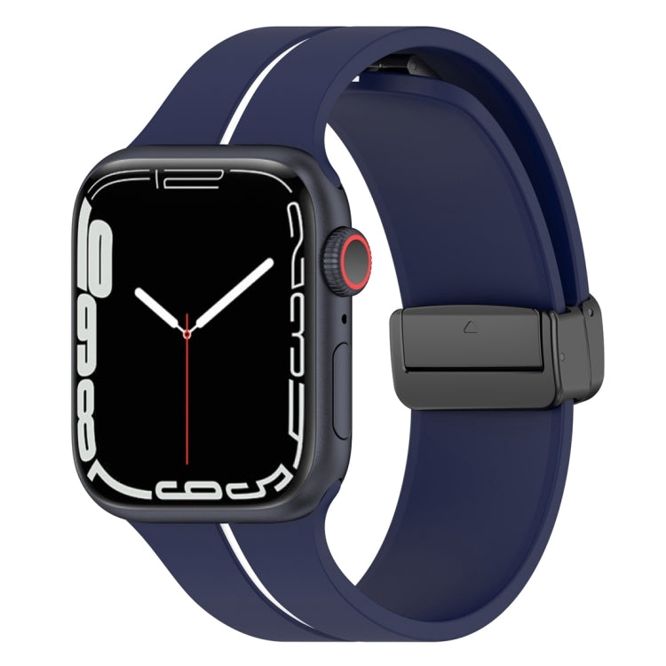 Bracelet de montre en silicone à boucle déployante bicolore, For Apple Watch 9 41mm