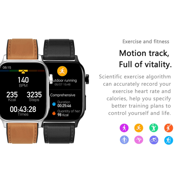 GT22 1,85 pouces écran TFT bande de silicone montre intelligente de santé, prise en charge des appels Bluetooth / plateau oxygène sanguin / température corporelle / arythmie / TI surveillance de la fréquence cardiaque, Silicone Band (Black)            ...