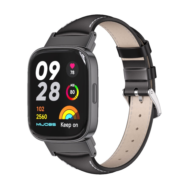 Bracelet de montre mince en cuir véritable Mijobs, For Redmi Watch 3