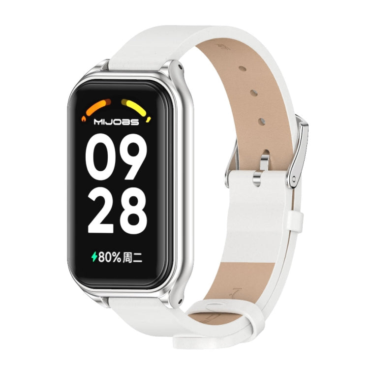 Bracelet de montre en cuir PU microfibre Mijobs Metal Shell, For Xiaomi Smart Band 8 Active / Redmi Band 2