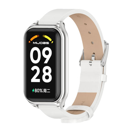 Bracelet de montre en cuir PU microfibre Mijobs Metal Shell, For Xiaomi Smart Band 8 Active / Redmi Band 2