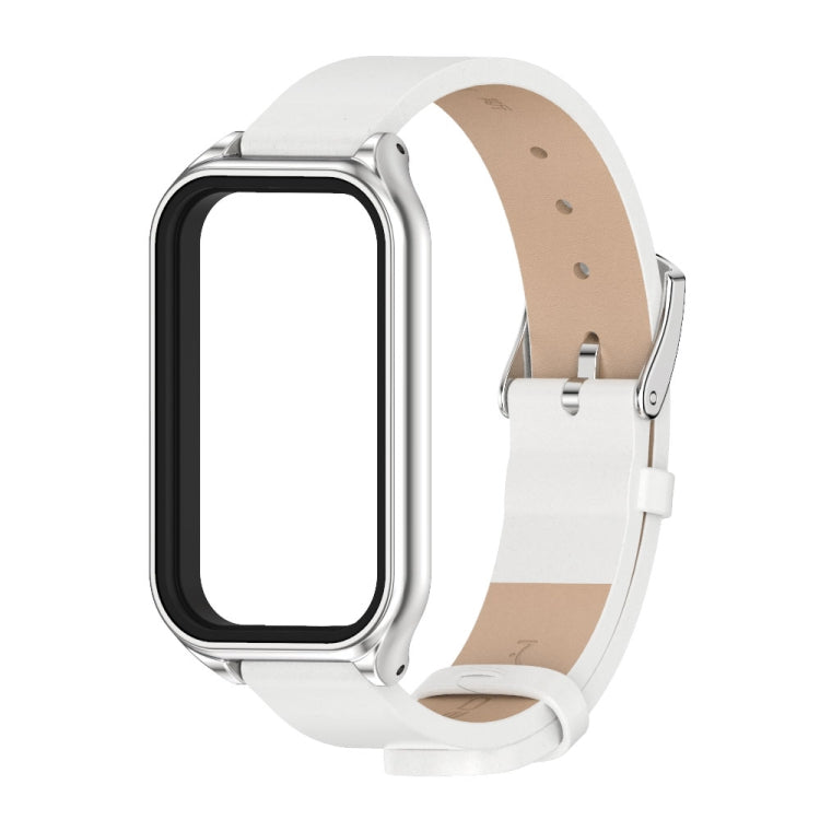 Bracelet de montre en cuir PU microfibre Mijobs Metal Shell, For Xiaomi Smart Band 8 Active / Redmi Band 2
