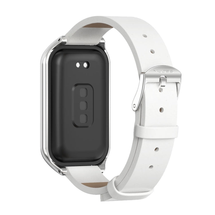 Bracelet de montre en cuir PU microfibre Mijobs Metal Shell, For Xiaomi Smart Band 8 Active / Redmi Band 2