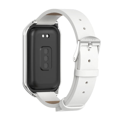 Bracelet de montre en cuir PU microfibre Mijobs Metal Shell, For Xiaomi Smart Band 8 Active / Redmi Band 2