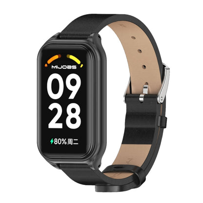 Bracelet de montre en cuir PU microfibre Mijobs Metal Shell, For Xiaomi Smart Band 8 Active / Redmi Band 2