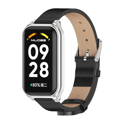 Bracelet de montre en cuir PU microfibre Mijobs Metal Shell, For Xiaomi Smart Band 8 Active / Redmi Band 2