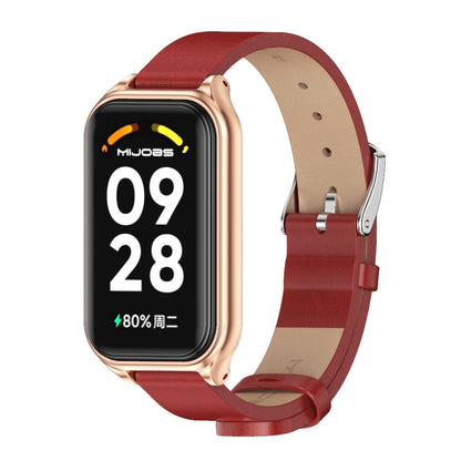 Bracelet de montre en cuir PU microfibre Mijobs Metal Shell, For Xiaomi Smart Band 8 Active / Redmi Band 2