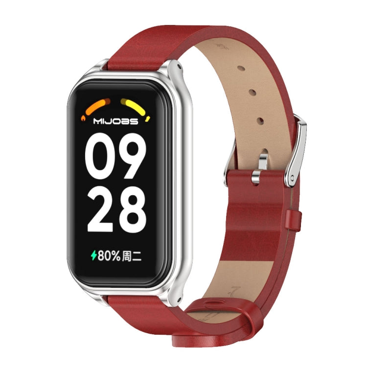 Bracelet de montre en cuir PU microfibre Mijobs Metal Shell, For Xiaomi Smart Band 8 Active / Redmi Band 2