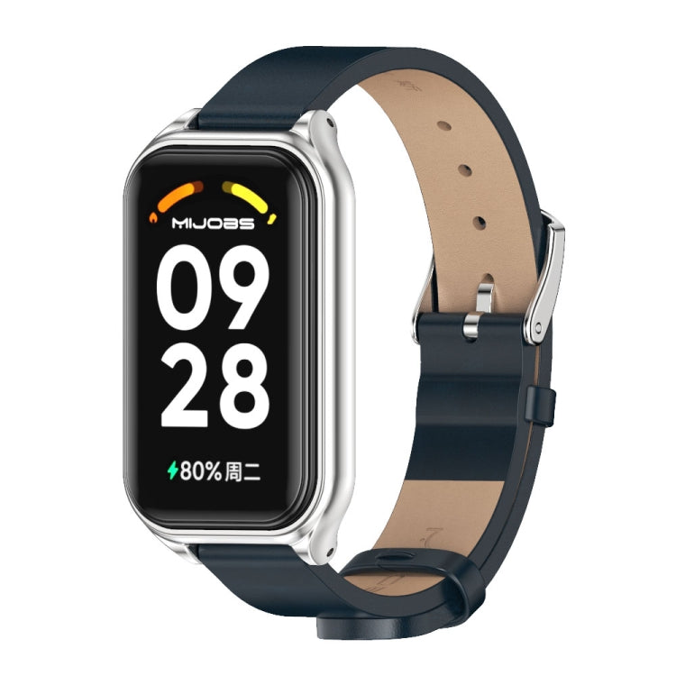 Bracelet de montre en cuir PU microfibre Mijobs Metal Shell, For Xiaomi Smart Band 8 Active / Redmi Band 2